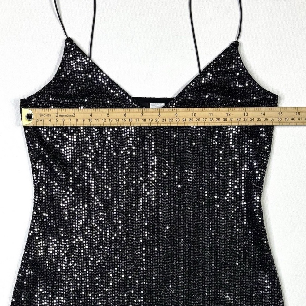 H&M Divided Dress Women’s Small Sequin Black Silver Mini Evening - Picture 5 of 8